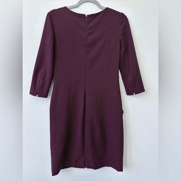 MM LaFleur Etsuko Knee Length Midi 3/4 Sleeve Dress Plum Purple Workwear sz 0 - Picture 5 of 11